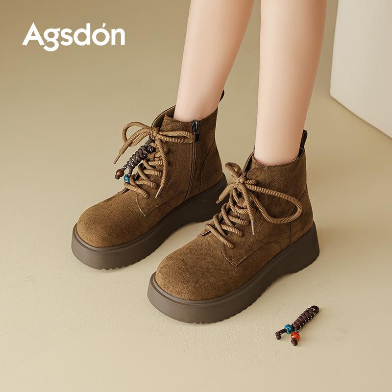 Augustine Brown Martin Boots Women's 2025 New Autumn Small Thick-soled Merard Knight Boots Western Boots