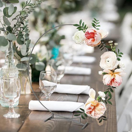 Wreath Hoop Sturdy Smooth Anti-rust Anti-oxidation Luster Surface Decorative Metal Ins Style Garland Circle Wedding Table Center Decor