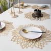 Hollow Heat Resistant Placemat Floral Design Gold Silver Table Protection Mat Anti-Scalding Heat Insulation Mat for Home Dining Kitchen