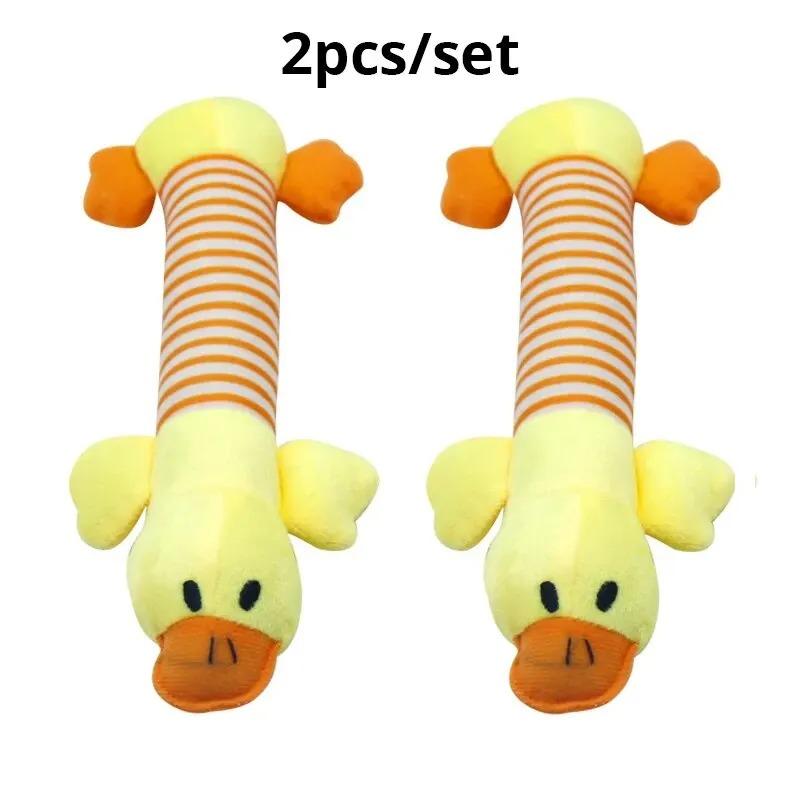2 Pack Molar Dog Toy Plush Supplies Fit For All Puppy Pet Squeak Chew Toy Funny Durable Chew Elephant Duck Pig Toy Pets Supplies