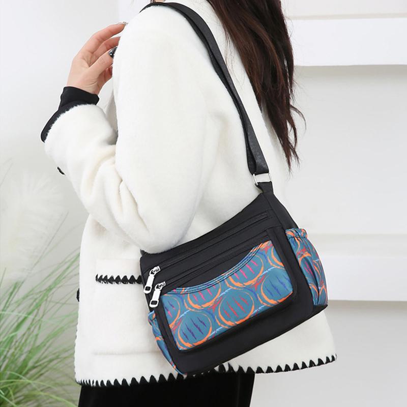 Fashion New Middle-aged Mother Bag Large-capacity Printed Multi-layer Shoulder Bag Lightweight Casual Joker Lady Crossbody Bag