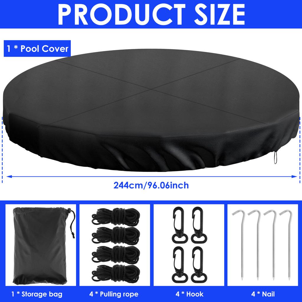 8/10/12FT Round Swimming Pool Covers Summer Pool Cover Protector Heavy Duty Tear Resistant Pool Cover For Aboves Ground Pools