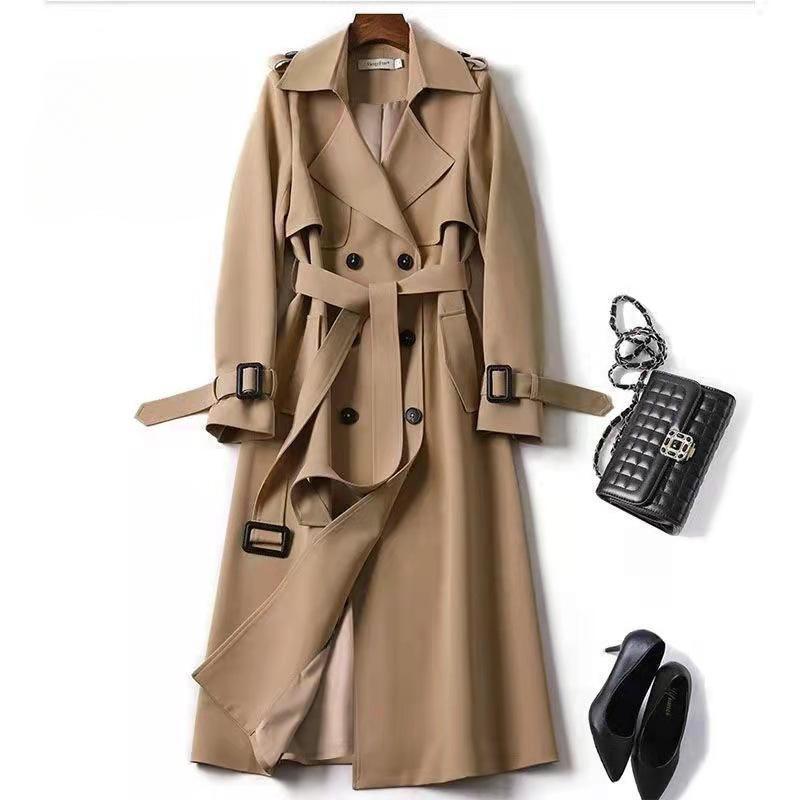 Trench Coat Women In The Long Section of The Spring and Fall New Korean Version of The Large Size Coat Over The Knee Jacket