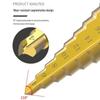 High-speed Steel Titanium-plated Step Drill Set for Hole Enlargement, with Hexagonal Shank and Pagoda Design.