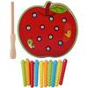 Capture Worm Magnetic Wooden Toy Kid Educational Intelligence Development Toys Apple