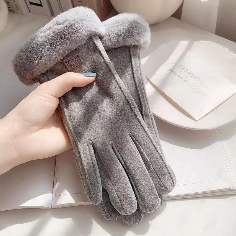 Women's Winter Touchscreen Gloves: Warm German Velvet, Windproof, Thickened, Cute Korean Style for Driving and Riding