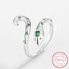 Luxurious Irregular Double Snake Head Emerald Couples Ring for Women Sterling Silver Wedding Jewelry Creative Serpentine Ring Sterling Silver Jewelry