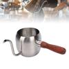 Pour Over Coffee Kettle 500ml 304 Stainless Steel Gooseneck Spout Coffee Drip Teapot with Wood Handle for   Camping