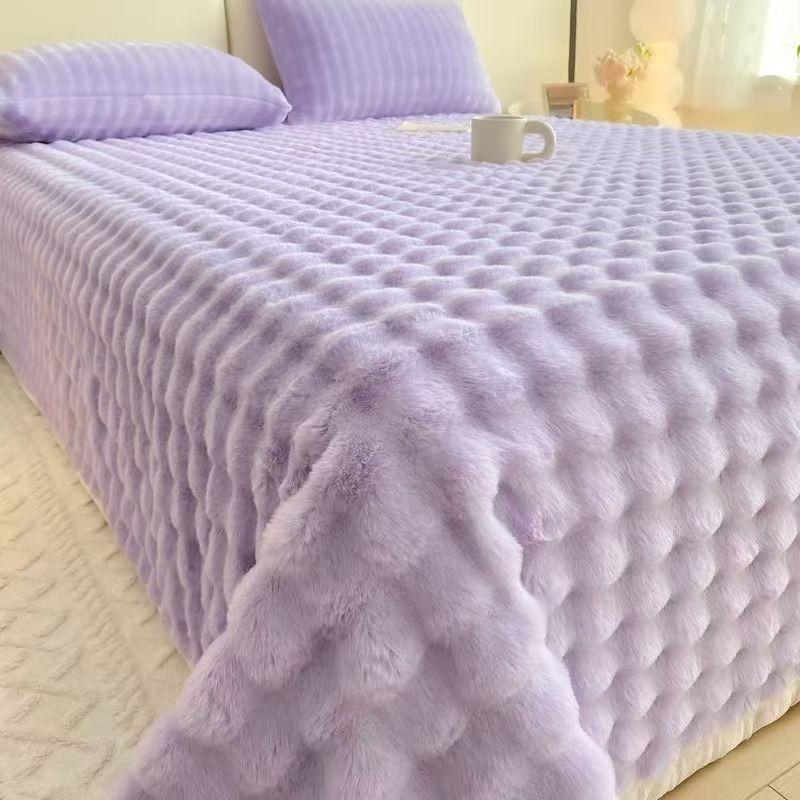 Super Soft Throw Blanket Lavender Premium Silky Flannel Fleece 3D Clouds Stylish Jacquard Lightweight Bed Blanket All Season Use