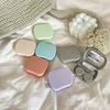 Mini Solid Color Contact Lens Case Contact Lens Container Girls Travel Holder Storage Eye Container with Mirror