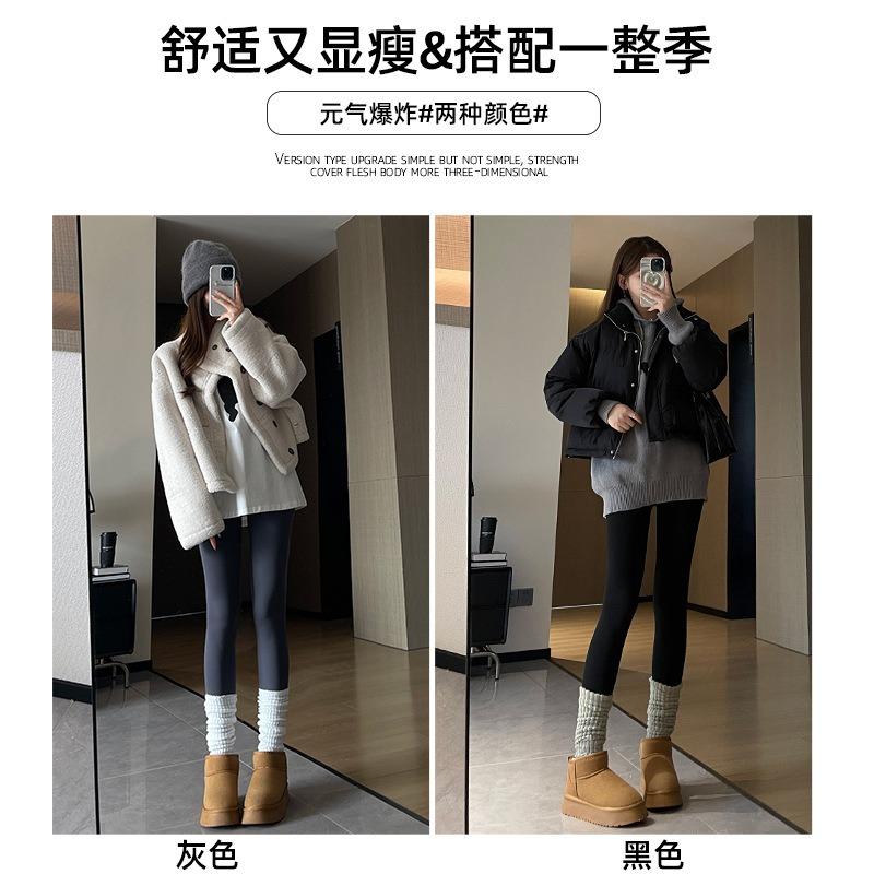 High-waisted Shark Pants Women's New Autumn and Winter Outer Wear Tight Black Elastic Yoga Barbie Fleece Leggings