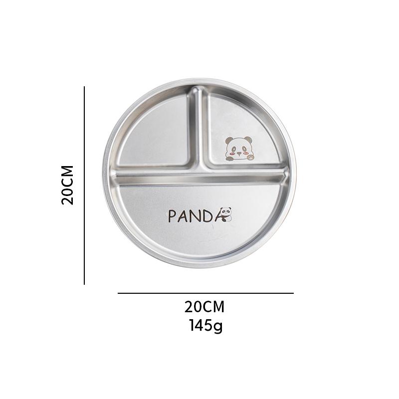 Round Dining Plate 304 Stainless Steel Food Plate Divided Breakfast Plate 3 Grids Cute Tableware Stackable Fruit Salad Plate Set