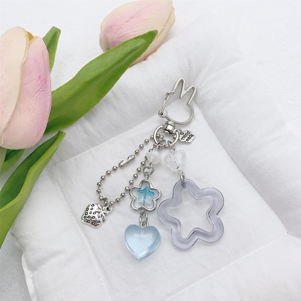 Handmade Five Pointed Star Keychain Durable Acrylic Alloy Bag Charm Accessory Lightweight Portable Keyring Decor