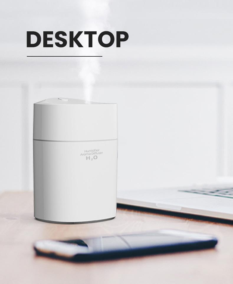 Mini Air Humidifier 220ML Mist Sprayer USB Rechargeable Aroma Diffuser Auto-off Super Mute for Home&Office Use with Night Light
