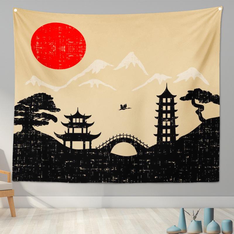 Home Decoration Japanese Ukiyo-e Tapestry Kanagawa Surf Hanging Cloth Wine Shop    Painting