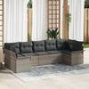 7 Pieces of Garden Sofa with Light Grey Cushions In Poly Rattan, 2-Seater Garden Sofa with Storage & Cushions 3354181