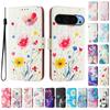 Flower Luxury Painted Leather Case Wallet Book Style Cover for Google Pixel 5,5a 5G/ 6,6a,6 Pro/ 7,7a,7 Pro/ 8,8a,8 Pro /9,9 Pro,9 Pro XL