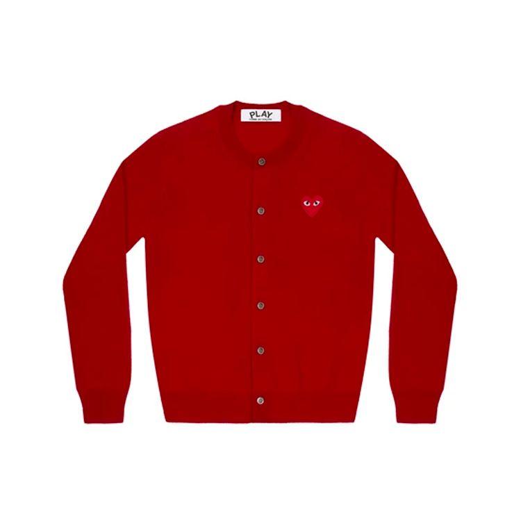 Comme Des Garcons Play Womens Red Heart Knit Cardigan Sweater Red Women Streetwear AZ-N007-051-5