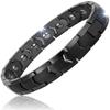 [Jewelry Specialty Store] Men's Germanium Bracelet, Stainless Steel, Magnetic, 99.99% Purity, with Cubic Zirconia (Black)
