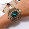 Vintage Wide Crystal Bracelet Bangles For Women Jewelry Retro Big Hollow Out Gold Color Bohemian Hand Accessories Gift