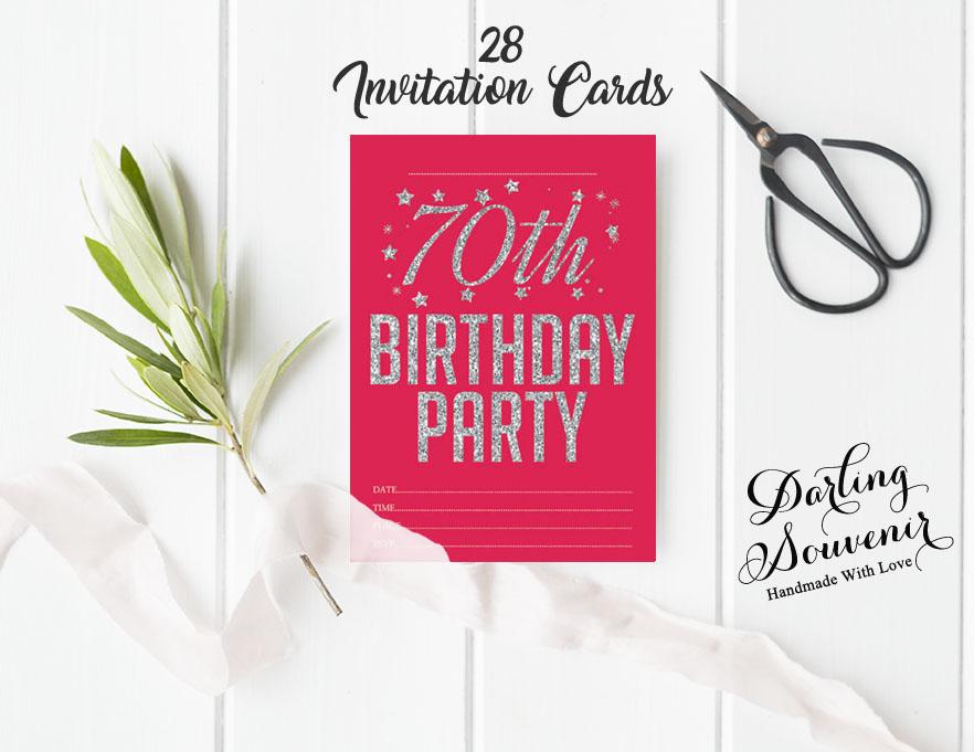 Darling Souvenir Pink Birthday Invitation Card Printable Elegant Fill or Write In Blank Party Invites 28 Pcs 5 X 7