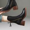 Original'Chelsea Boots Autumn Coarse Heel Brown Short Boots Female Handsome Martin Boots Leather Boots