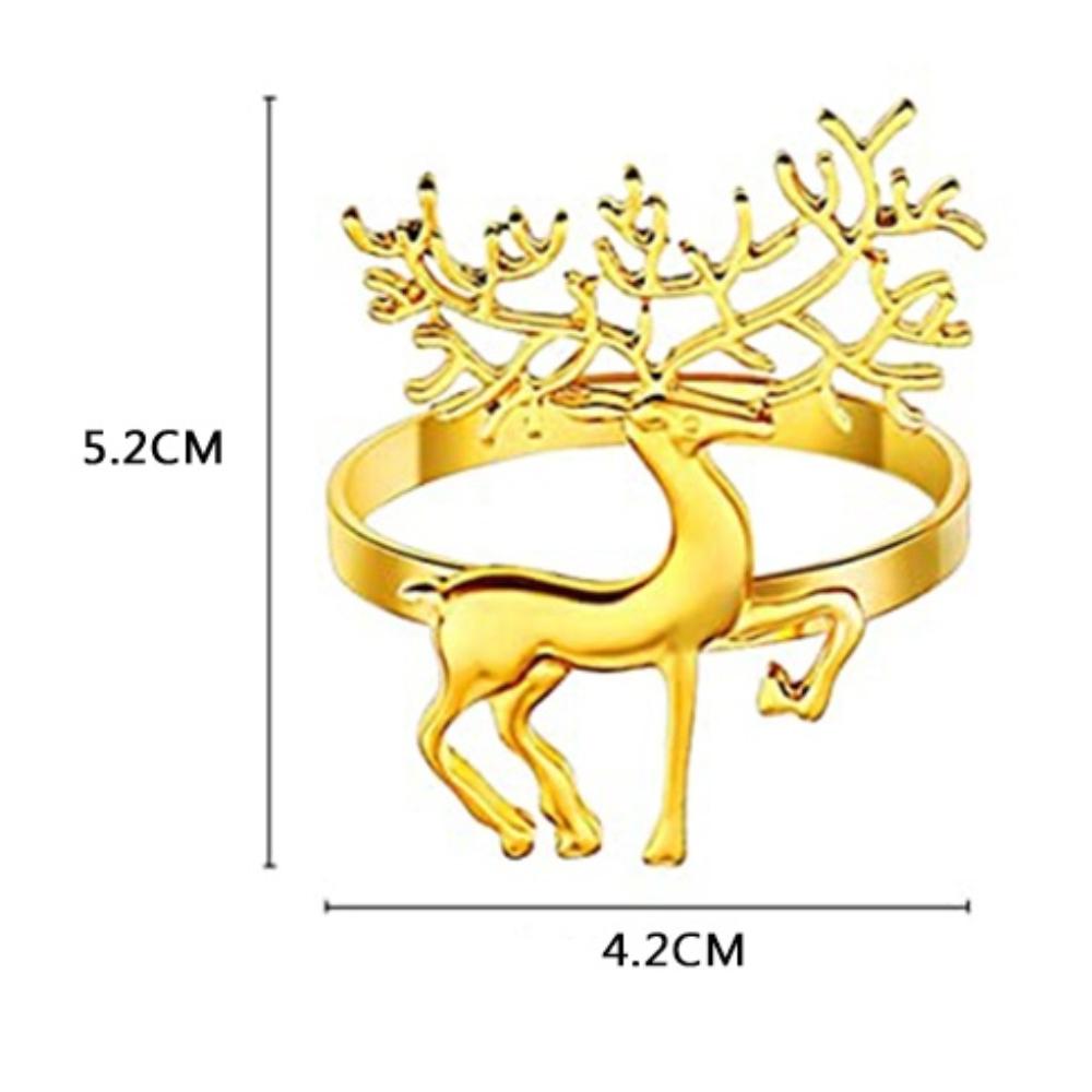 Xmas Napkin Rings Deer Shaped Holders Buckles Party Serviette Christmas Decoration Supplies 1/6 PCS