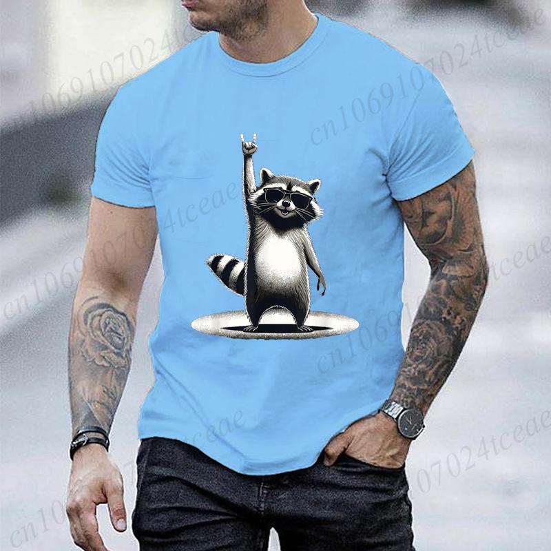 Funny Raccoon Rock Music Men Women T Shirt Funny 3d Print Summer Tops O-neck Short-Sleeve Top Tees