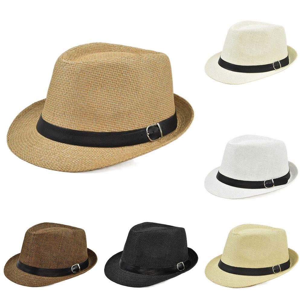 Fashion Beach Summer Unisex Cowboy Fedora Hat Sun Hat Straw Panama Cap Jazz Hat