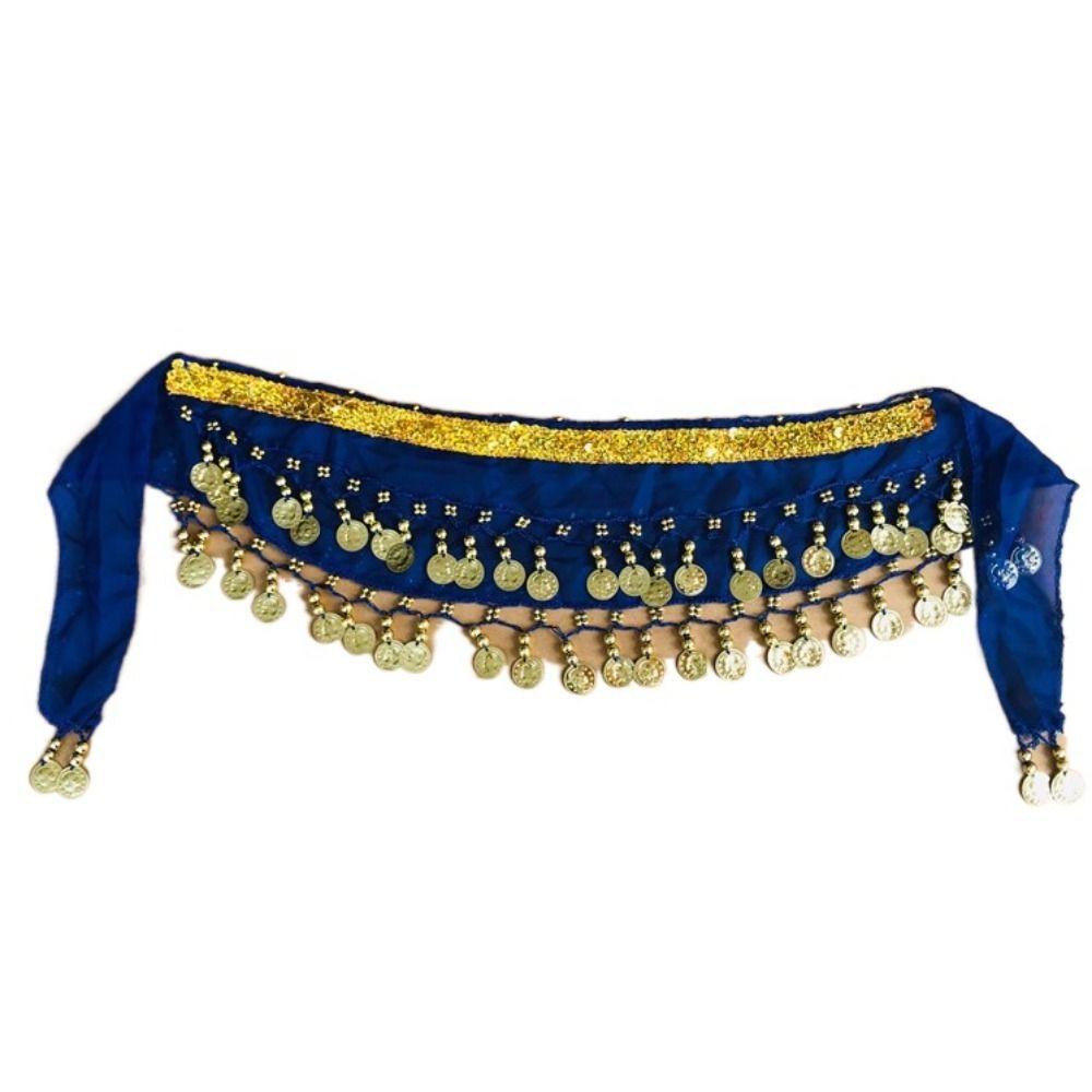 Chiffon Metal Coins Waist Chain Kids Dacning Waist Belt Chain New Hip Scarf