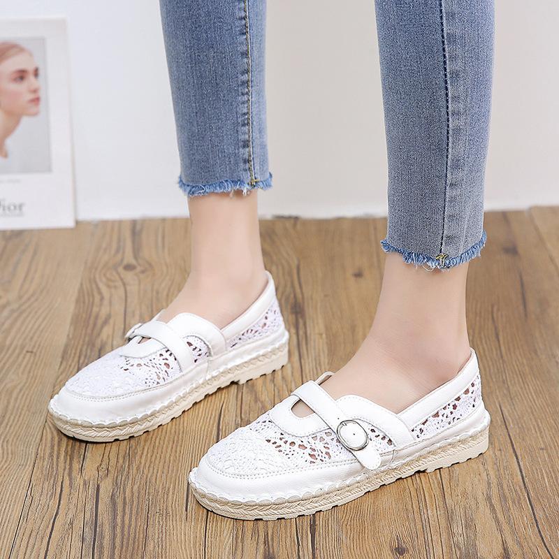 Hot Selling Women's Loafers Lace Hollow-out Elegant Women Flat Shoes Fashion Non-slip Versatile Ladies Shoes Solid Color Causal