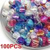 100pcs 9mm Acrylic 9mm Heart Acrylic Transparent Rainbow Color Beads For DIY Jewelry Making