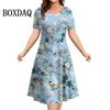 Plant Flowers Print Women's Dresses 2025 Summer Short Sleeve Clothing Casual Female Dress Retro Ladies Loose Plus Size Dresses
