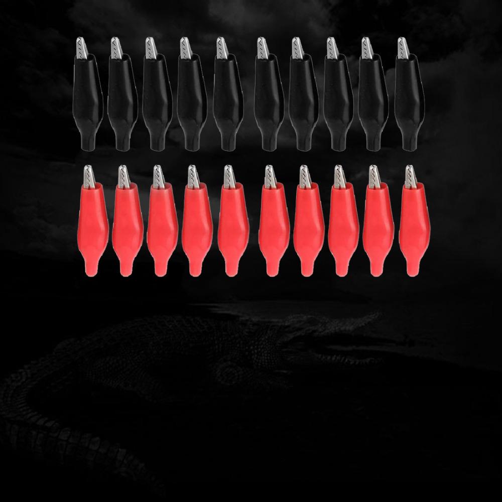 20 Pcs Alligator Clip 44mm Clamp Test Test Probe Black +red Large Size Honesty