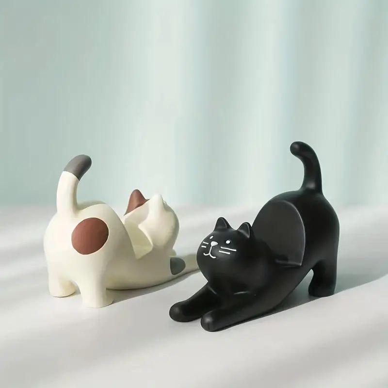 CreativeMobile Phone Holder Desktop Stretched Cat Cute Ornaments Suitable For Placing Mobile Phones And Tablets Resin Crafts