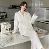 Spring and Autumn Pajamas Women's Floral Print New Home Clothes Long Sleeve Ice Silk Suit Luxurious Home Clothes