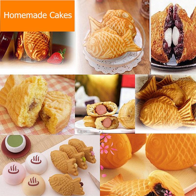 Japanese Non-Stick Taiyaki Fish-Shaped Bakeware Waffle Pan Maker 2 Molds Cake Baking Tools