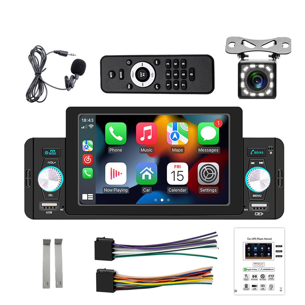 5 Inch HD Wireless CarPlay 1Din Video Multimedia MP5 Player Touch Screen Stereo Radio Car Radio Car BT/FM/USB/AUX