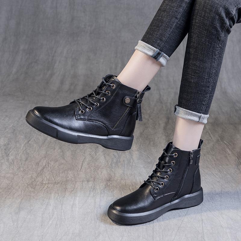 Casual Martin Boots Women's Spring and Autumn Flat Heel Soft-soled Short Boots 2025 New British Style Large Size Versatile Women's Boots