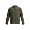 Solid Color Hooded Zip-Up Long Sleeve Jacket Men Jacket Olive-Green 1377171-390