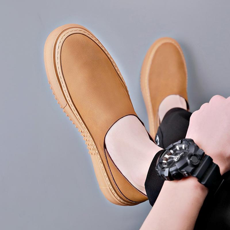 Fashion 2024 Spring Autumn Leather Loafers Male Fashion Casual New Designer Shoes for Men Solid Color Dual-use High Quality Mens Shoes