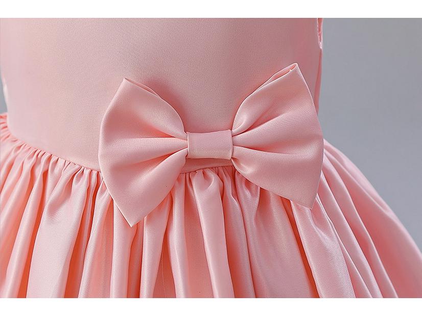 Европейское и американское атласное платье для девочки на день рождения и платье цветочницы с большим бантом