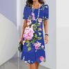 Summer Floral Print Women's Dresses Female Long Dresses Elegant One-piece Dress Plus Size Women Clothing
