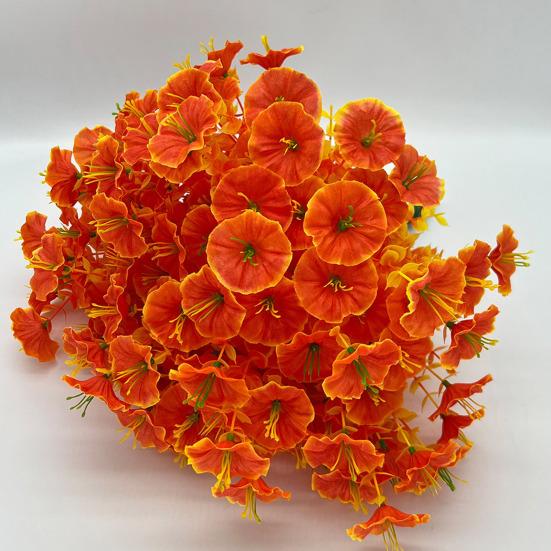 Autumn Artificial Violet Flower with Eucalyptus Leaves 7 Fork Fake Silk Flower Home Festival Table Centerpiece Indoor Outdoor Faux Bloom Decoration