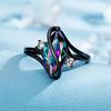 Trendy Geometric Black Gold Color Rings Marquise Shape Rainbow Zircon Rings for Women Party Birthday Gifts Creative Jewelry