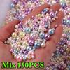 150-200Pcs Colorful ABS Imitation Pearls Mix 3-8mm Round Beads With Holes DIY Bracelet Charms Necklace Beads For Jewelry Making
