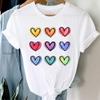 (Asian Size) Women Print Lady Tee Top Love Heart Trend Cute 90s Clothing Casual Short Sleeve Fashion Tshirt Female Graphic T-shirt