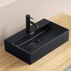 Black Washbowl Freestanding Washstand Large Stylish Washbowl Ceramic Hand Washing Bowl Faucet Set [Includes High-quality S-trap Set] 605360130mm