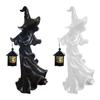 Halloween Black White Witch With Led Lantern Decorate Gift Resin Statues Figurines For Halloween Home Office Decor