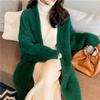 Women Solid Faux Fur Coat Lady Thick Outwear Winter Warm Long Coat Female Elegant Green Overcoat
